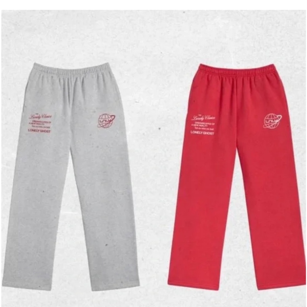 LONELY GHOST Text Me When You Land sweatpants GREY